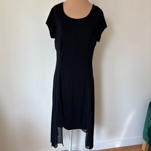 Peruvian Connect Belgravia Short Sccop Crew Neck Black Mixed Media Dress NWT S